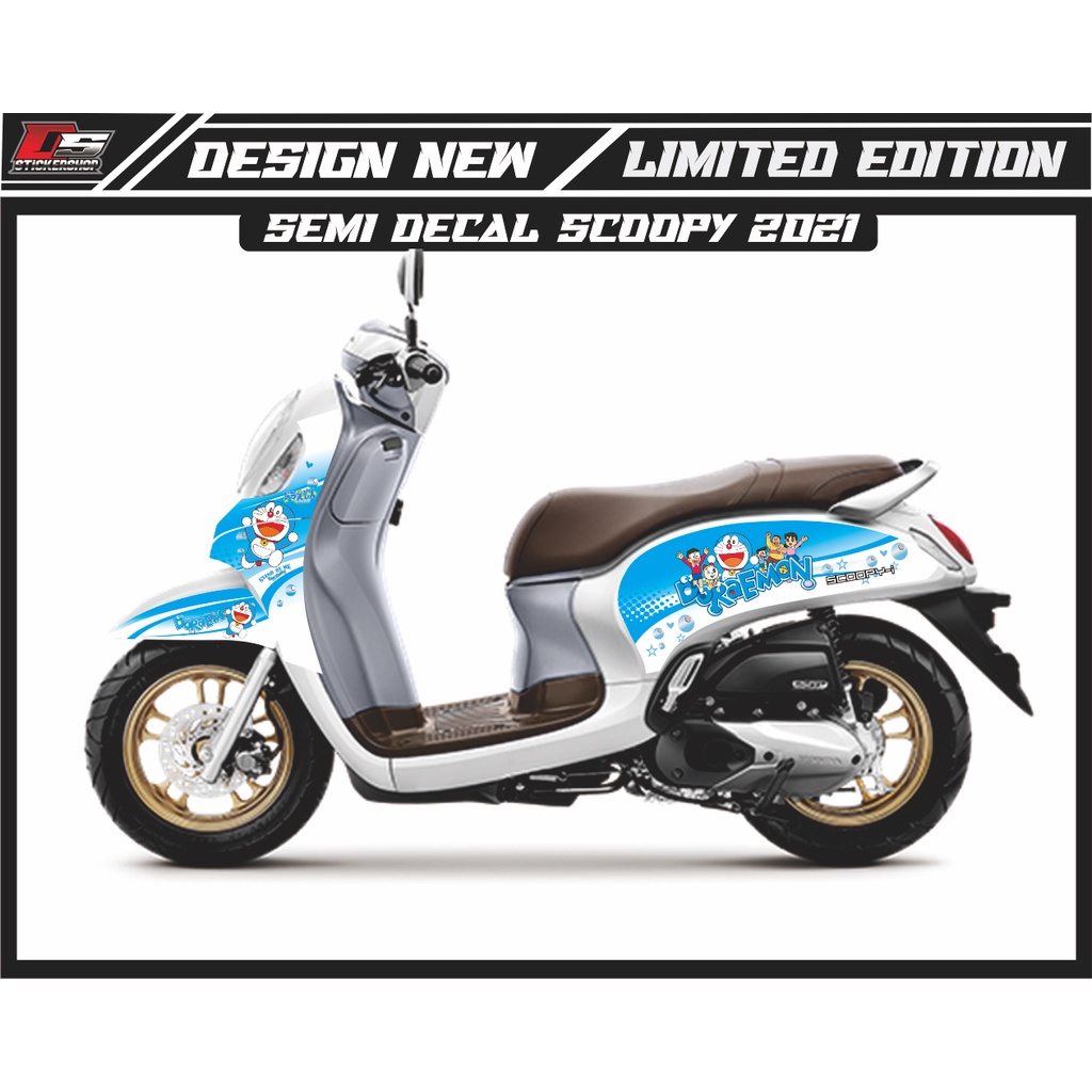 STRIPING SEMI DECAL SCOOPY  2021 CONCEPT DORAEMON SIMPLE LIS WARNA PUTIH LIS BIRU