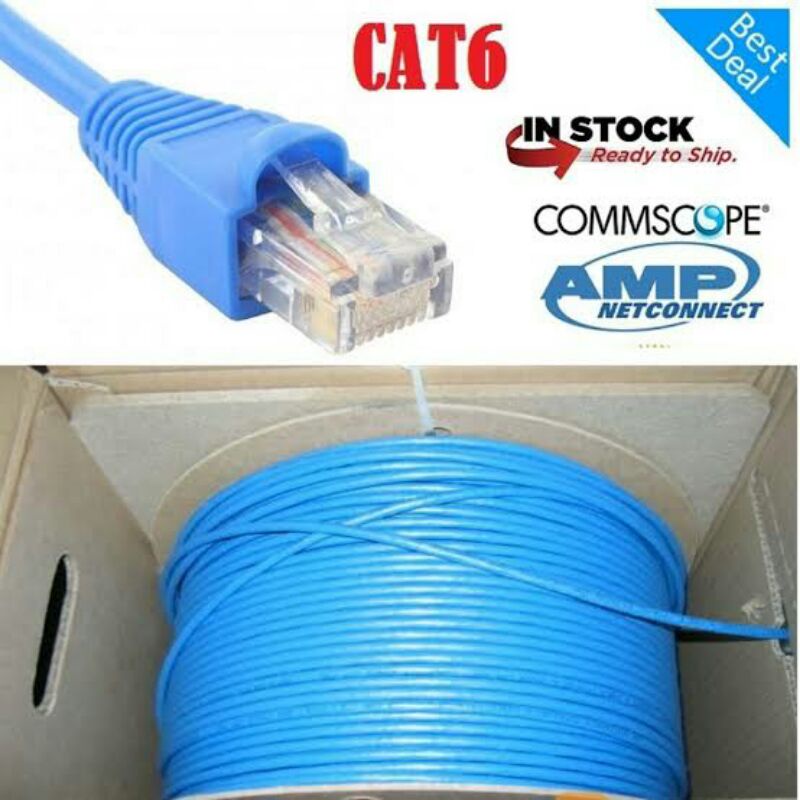 kabel jaringan internet LAN UTP CAT 6 Kabel LAN AMP Commscope original Cat 6 UTP 4-Pair Cable per me