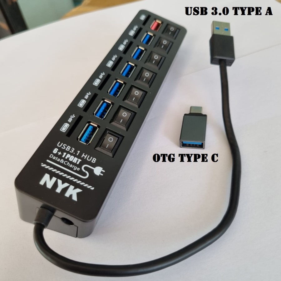 NYK U32-26 Type C USB HUB 7 Port 6 USB 3.0 + 1 Fast Charger