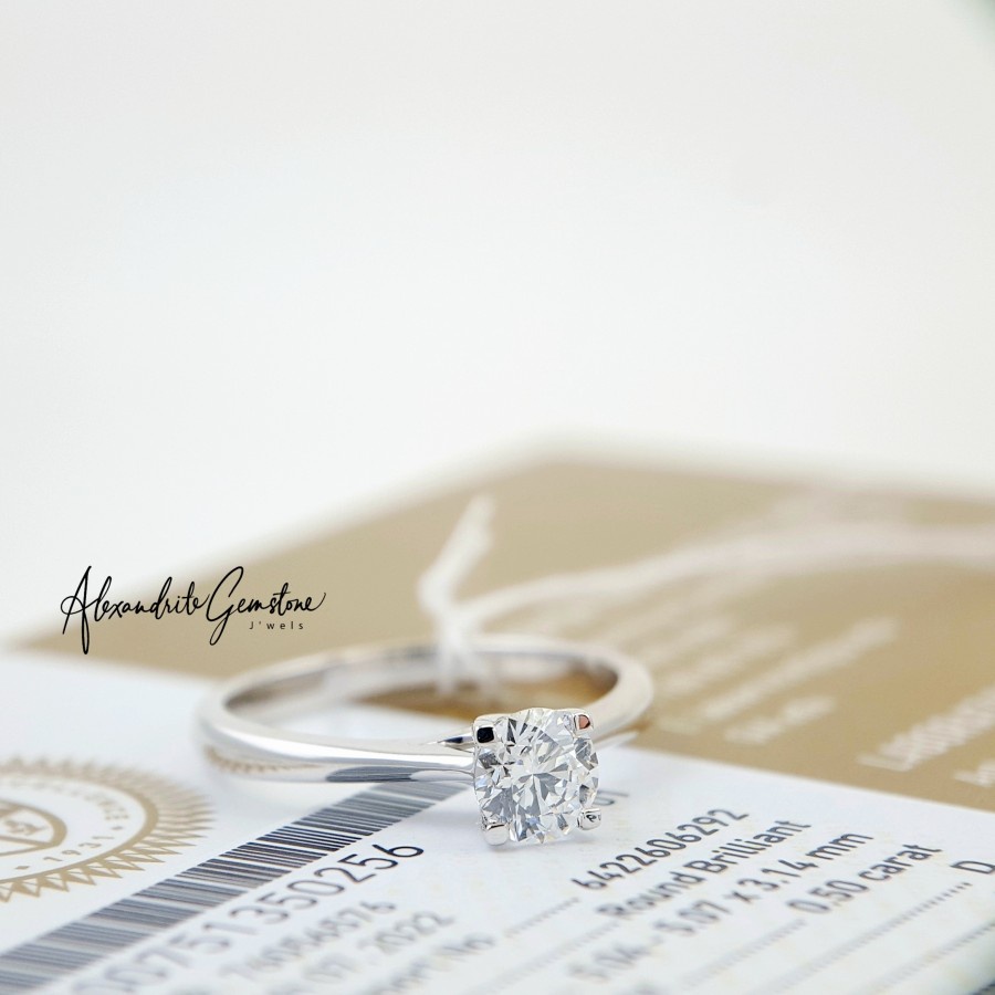 AG Jewellery D0422007 Cincin Berlian Solitaire GIA Certificate 0.50ct