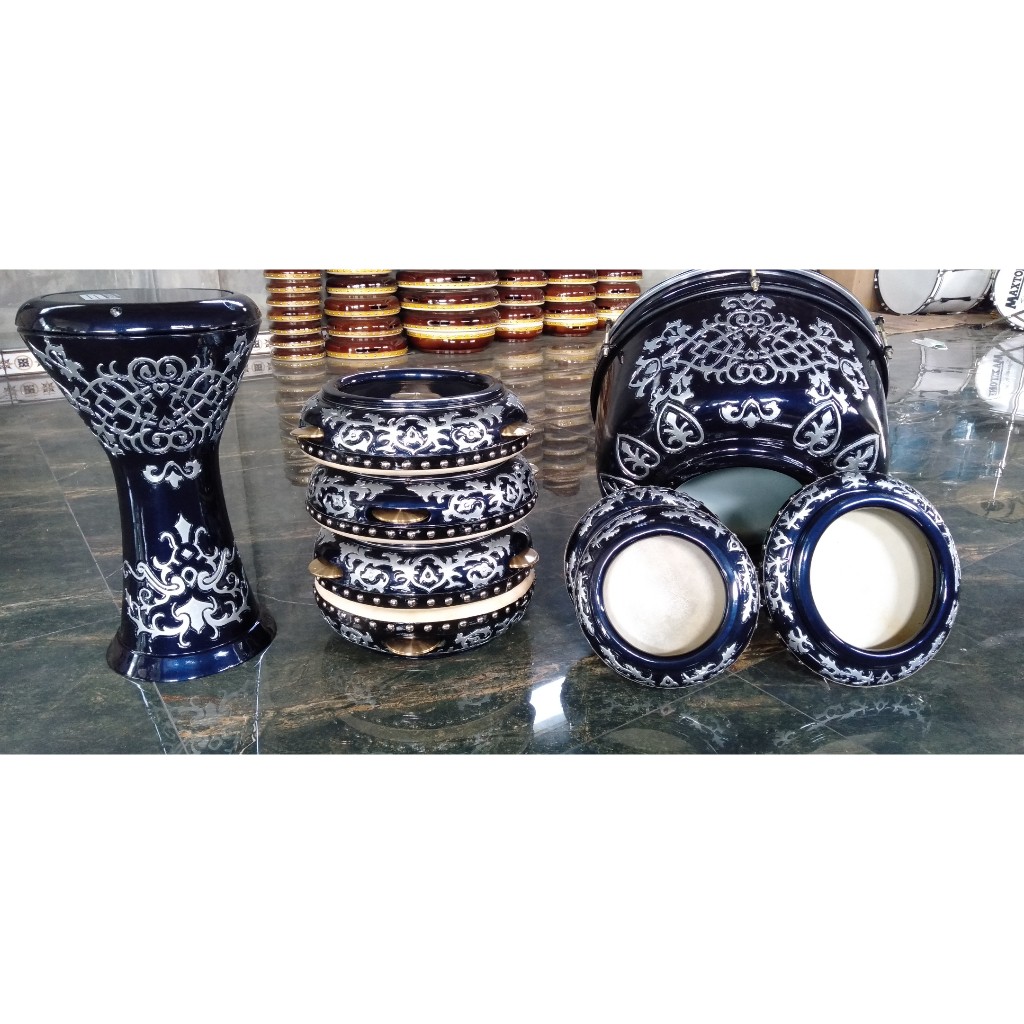 Hadroh Rebana Jepara Warna Biru Dongker Ukir Silver