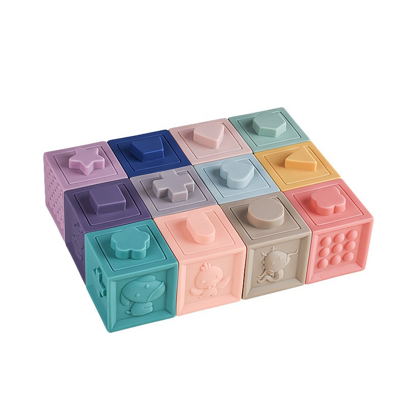 Baby tots soft building blocks shape sorter mainan bayi balok karet