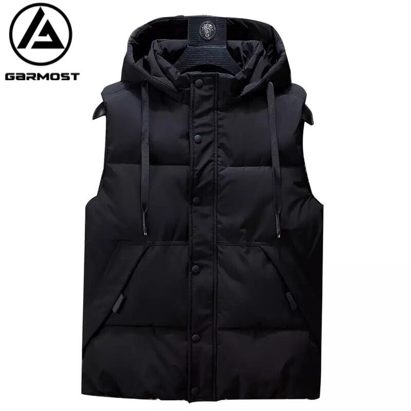 Rompi Hoodie Polyester Tebal/Jaket Tanpa Lengan/Vest Outdoor Hitam