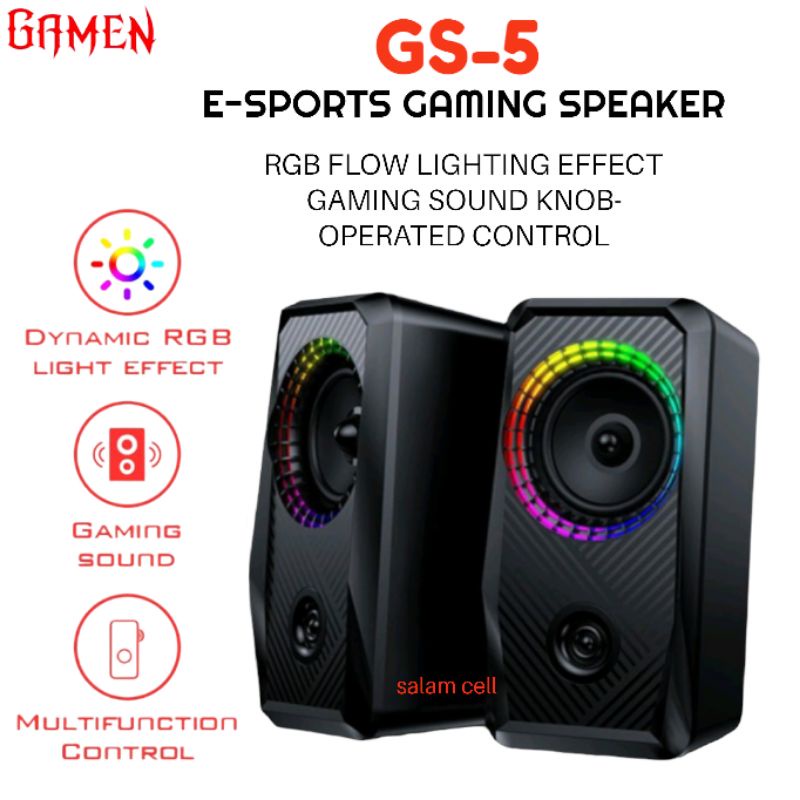 Speaker GAMEN GS5 Laptop/PC/Gaming Soundbar Super Bass Portable RGB Lighting