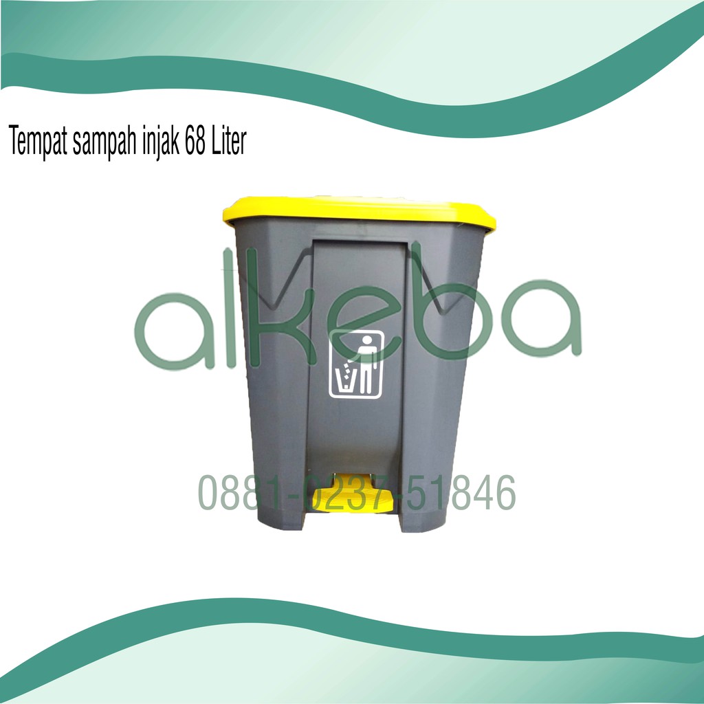 Tempat sampah injak besar abu abu kuning 68 Liter