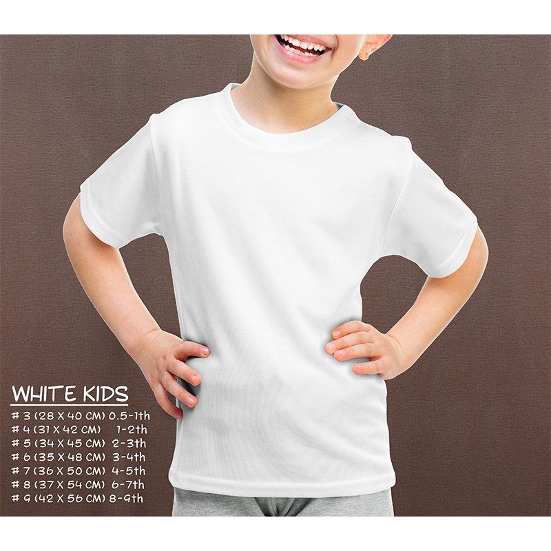  Kaos  Polos Anak  Cotton Combed 20s 30s FREE ONGKIR Putih  