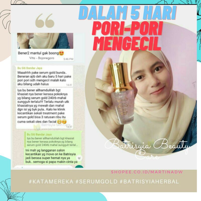 Serum  Gold batrisyia herbal Pengecil pori - pori wajah perawatan kecantikan BPOM