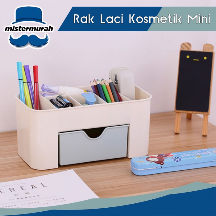 Rak Laci Tempat Kosmetik Plastik Make Up Storage Box Makeup Organizer - Biru