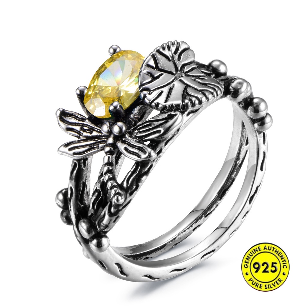 Cincin Sterling Silver 925 Dengan Topaz Untuk Wanita