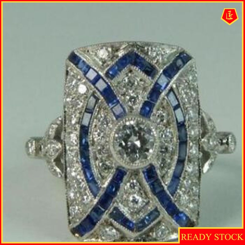 [Ready Stock]Square Diamond Ring Exaggerated and Personalized