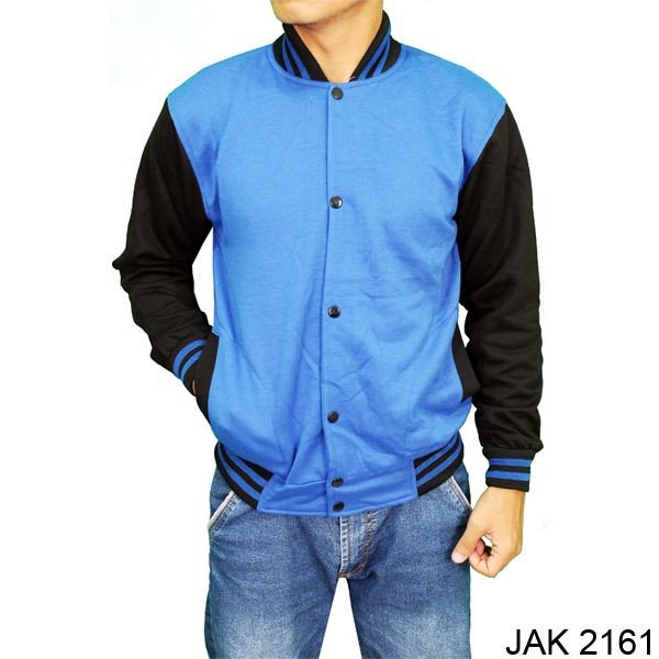 Baseball Jacket Fleece Biru – JAK 2161