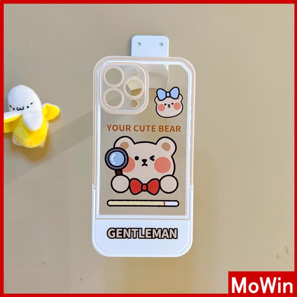 iPhone Case Acrylic Invisible Folding Stand Silicone Soft Case Airbag Shockproof Camera Cover Bear Cute Cartoon Compatible For iPhone 11 Pro Max 13 Pro Max 12 Pro Max 7Plus XS Max