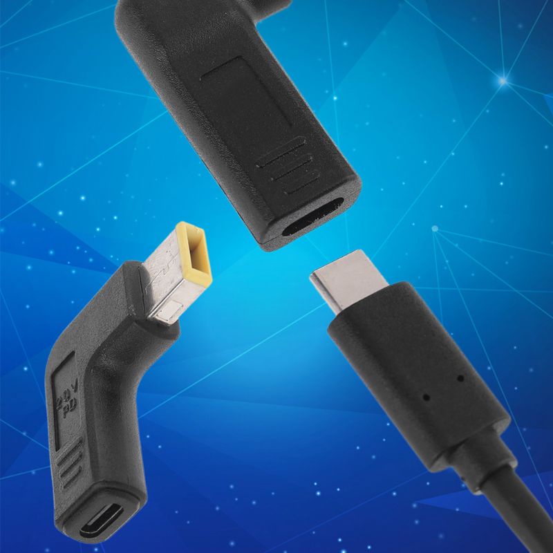 Btsg Type-C Female to Square Untuk Adaptor DC Male Fast Charging 90derajat Untuk Jack Barel DC Kompatibel Untuk Lenovo Thinkp