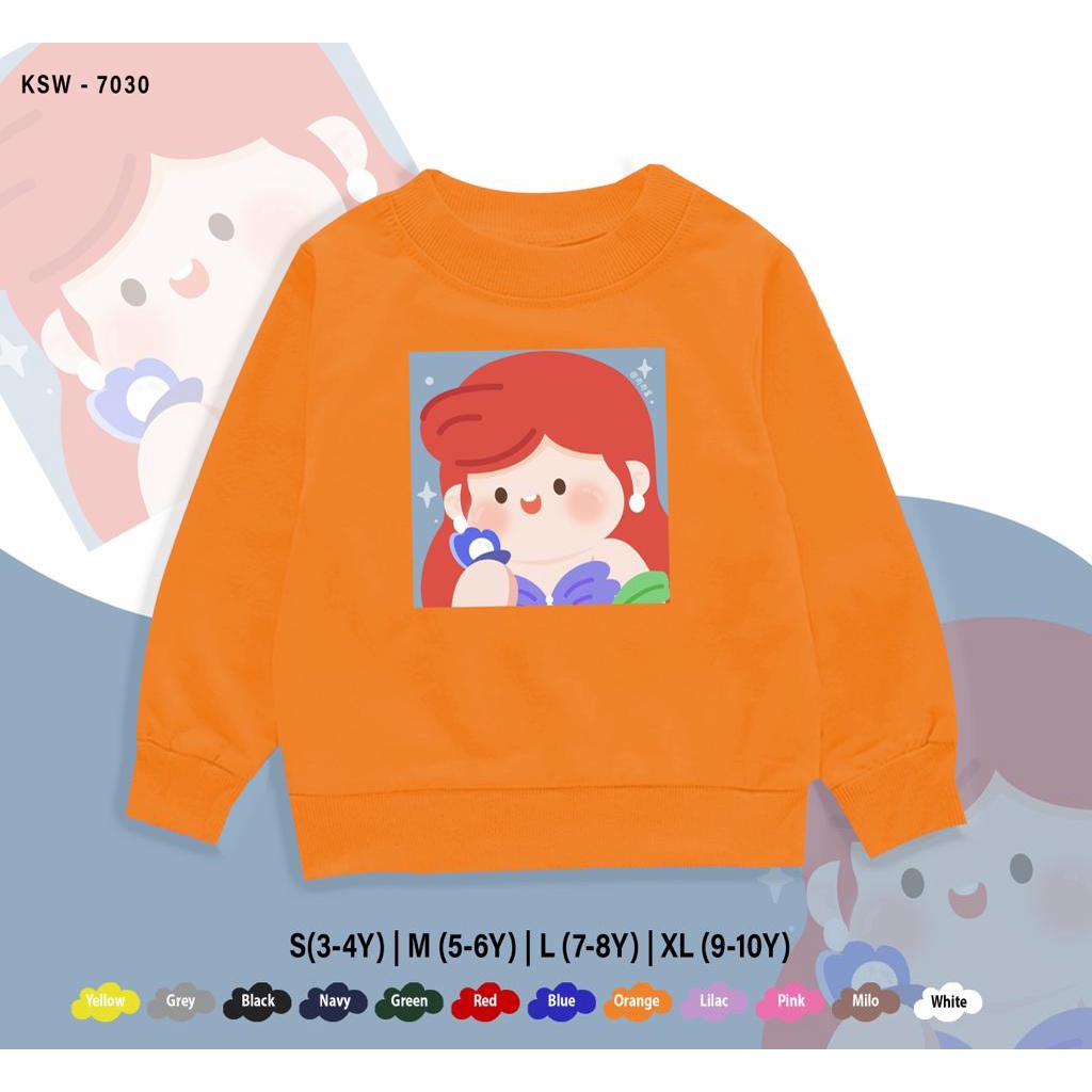 SWEATER KIDS / ARIEL MIRROR / 1-10 TAHUN / BAHAN FLEECE PREMIUM / OUTFIT ANAK ANAK