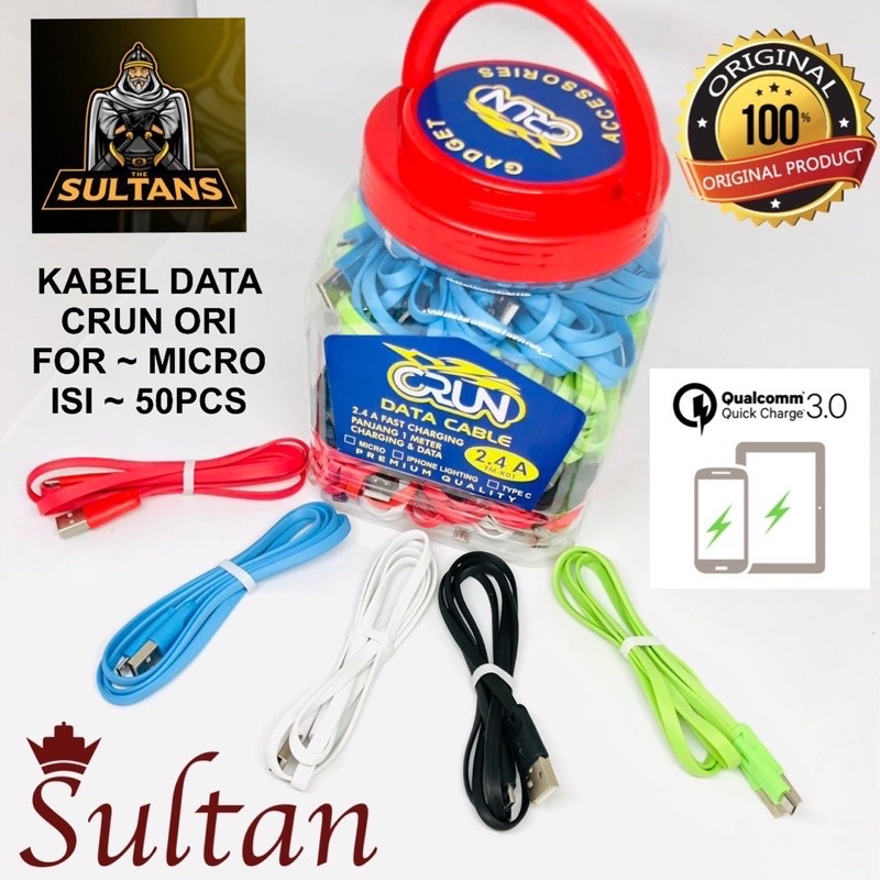 PROMO PER 1 TOPLES ISI 50pcs KABEL DATA CRUN MICRO FAST CHARGING