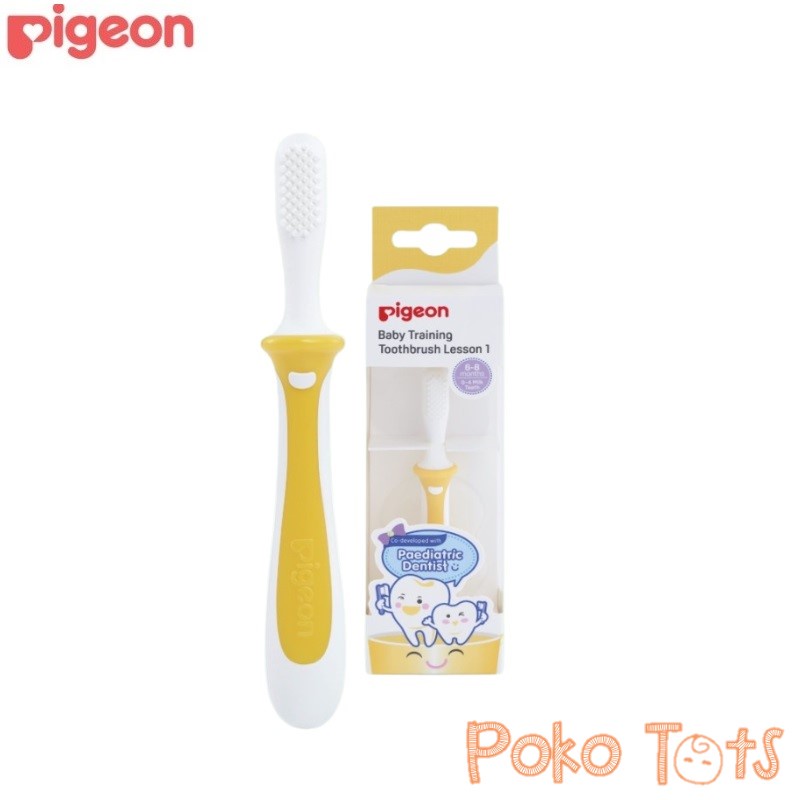 Pigeon Baby Training Toothbrush Lesson 1 Kuning Sikat Gigi Bayi Usia 6-8m+ Tooth Brush WHS