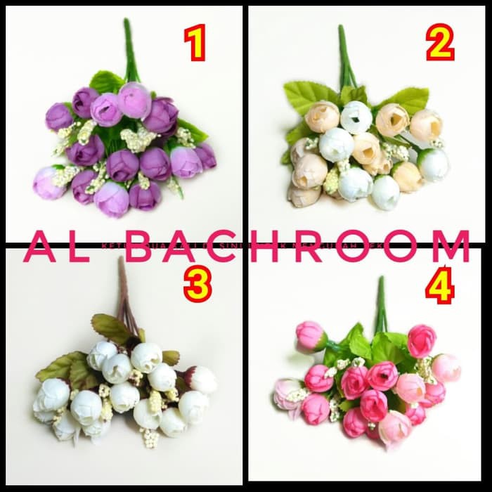 Bunga plastik mawar kecil imitasi artificial B8033-1