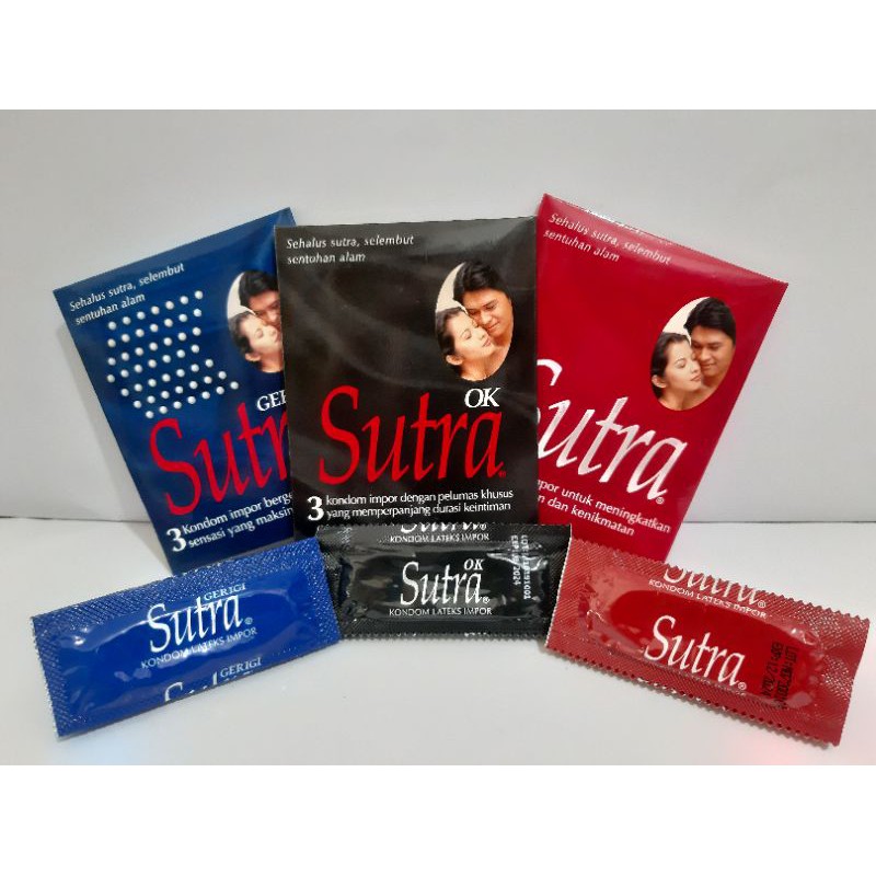 KONDOM SUTRA ISI 3/KONDOM/SUTRA/ALAT KONTRASEPSI/PELUMAS/SUTRA GERIGI/SUTRA OK/SUTRA MERAH