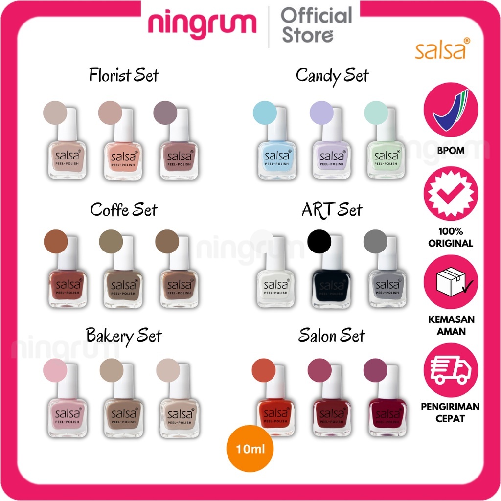 Ningrum - SALSA Peel Polish - Kutek HALAL Peel Off Lupas Breathable Hijab Friendly Isi 3pcs - 5423