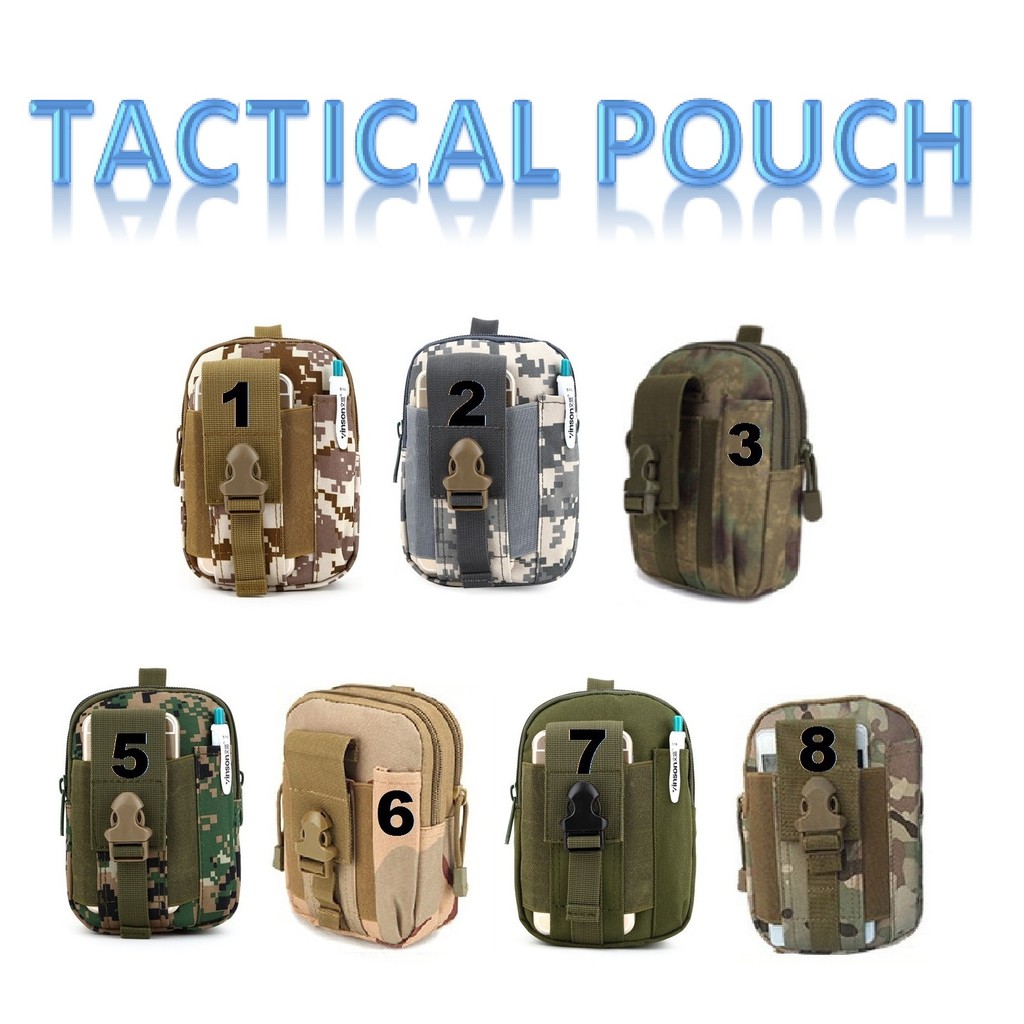 Tas Pinggang Kanvas Militer Style 2 sekat / seleting / Passport / Mobile Phone / Power bank / Tools