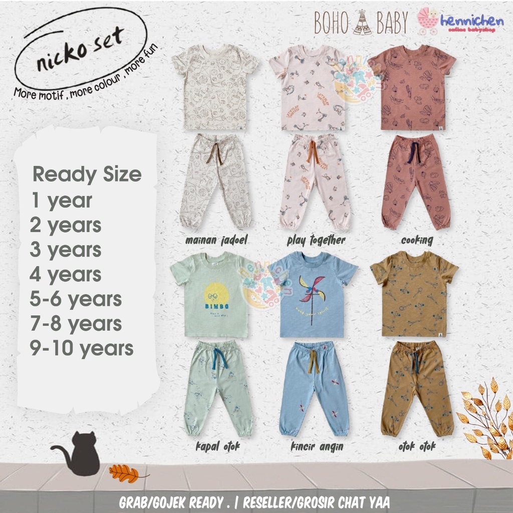 BOHOPANNA NICKO SET SETELAN BAJU ANAK BAJU PENDEK CELANA PANJANG ANAK BOHO BABY 1 - 10 TAHUN PART 2