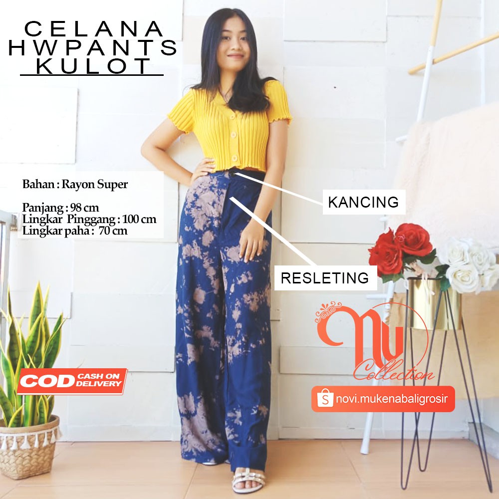 CELANA KULOT HW HIGHWAIST SMOKE KANCING RESLETING RAYON PREMIUM