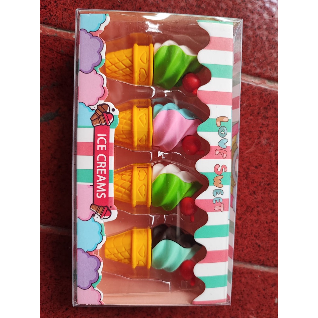 PAOPAO Penghapus Pensil Karet 1 Set isi 6 pcs Bermotif Import Karakter Cupcake Lucu