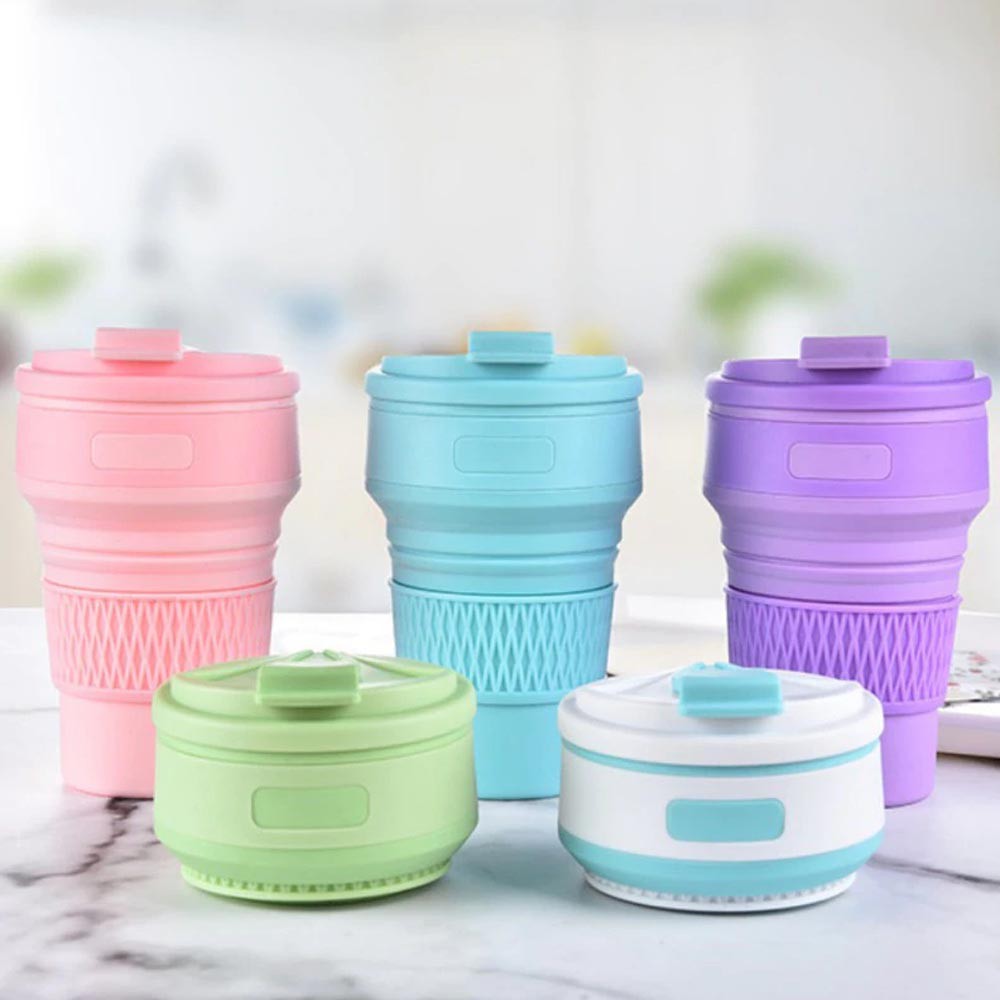 Gelas Lipat Ramah Lingkungan, Mudah Dibawa Kemana Saja - Travel Silicone Folding Cup Random