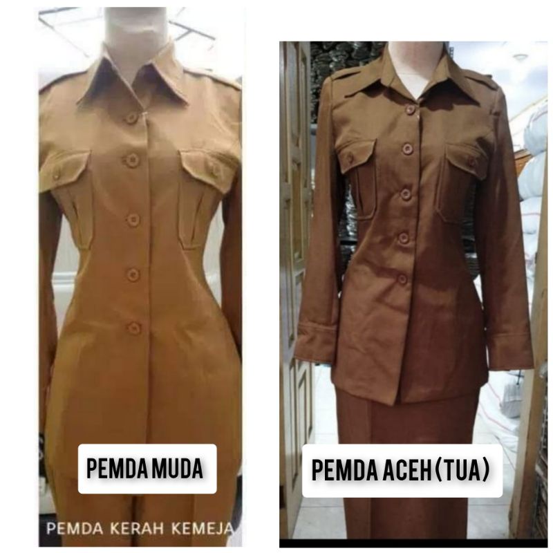 Set Seragam PNS wanita pangkat pemda muda & pemda tua seragam PNS wanita Pemda aceh