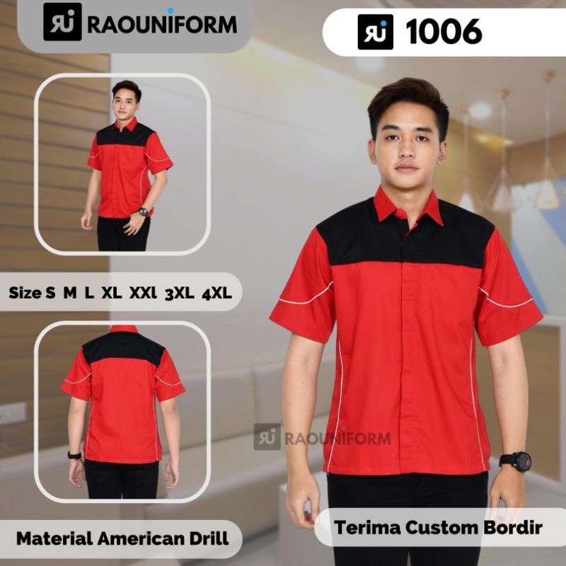 custom seragam murah/baju tangan pendek custom bordir/kemeja karyawan pabrik/perusahaan/garmen/alat berat/kontruksi/proyek/perkumpulan