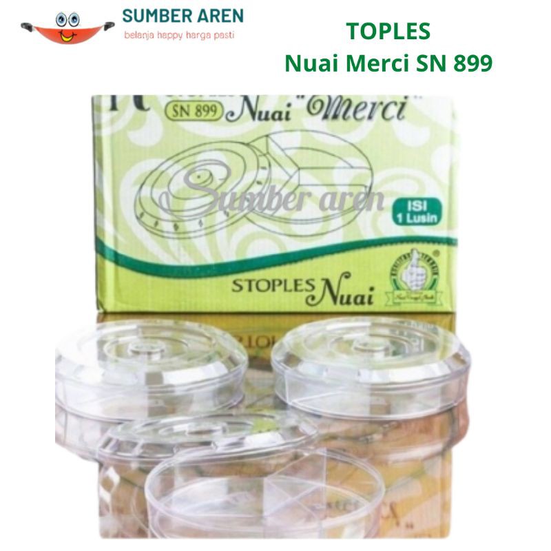 Toples Nuai mercy Kue KSN-899 Toples Kue Kering Bulat Sekat 3 Toples lebaran