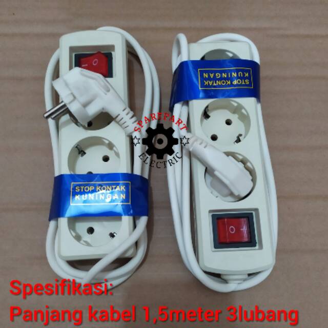 STOPKONTAK KABEL 1,5METER 3LUBANG COLOKAN ROLL KABEL