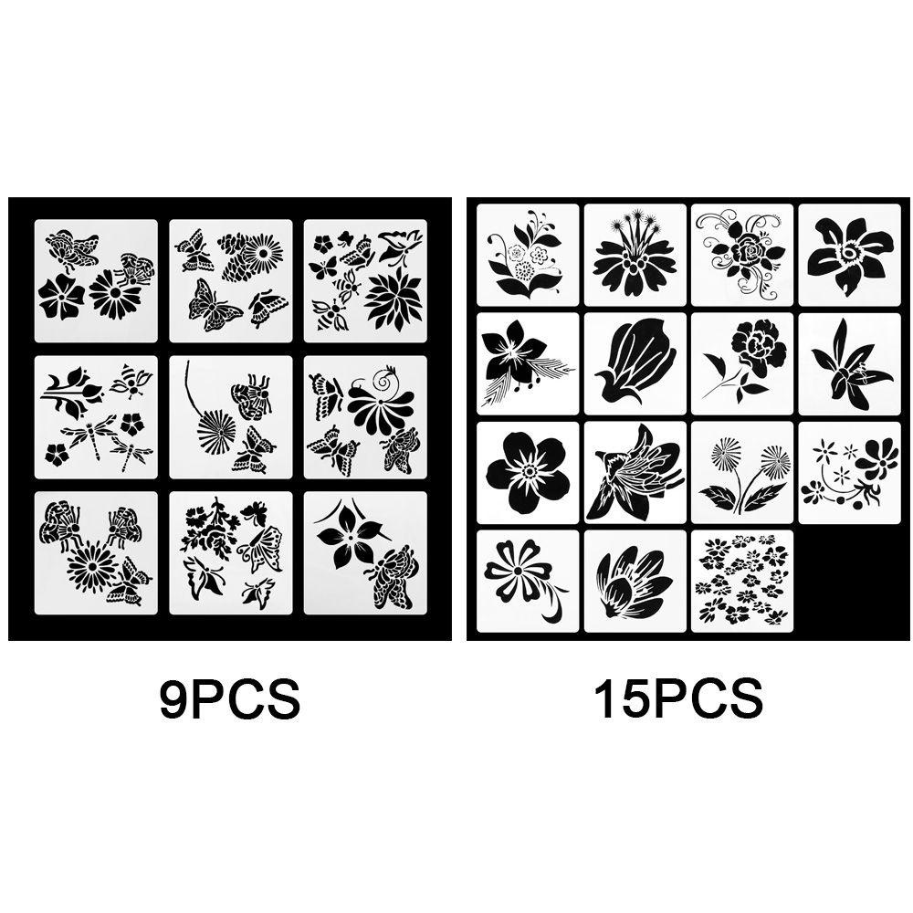 Nanas 9/15buah Bunga Kupu-Kupu Stensil Embos Pola Bunga Dinding Dekorasi Rumah Art Stensil Untuk Lukisan