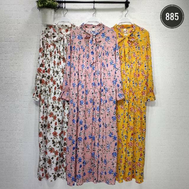Gamis plisket crepe import motif bunga
Kode: #885