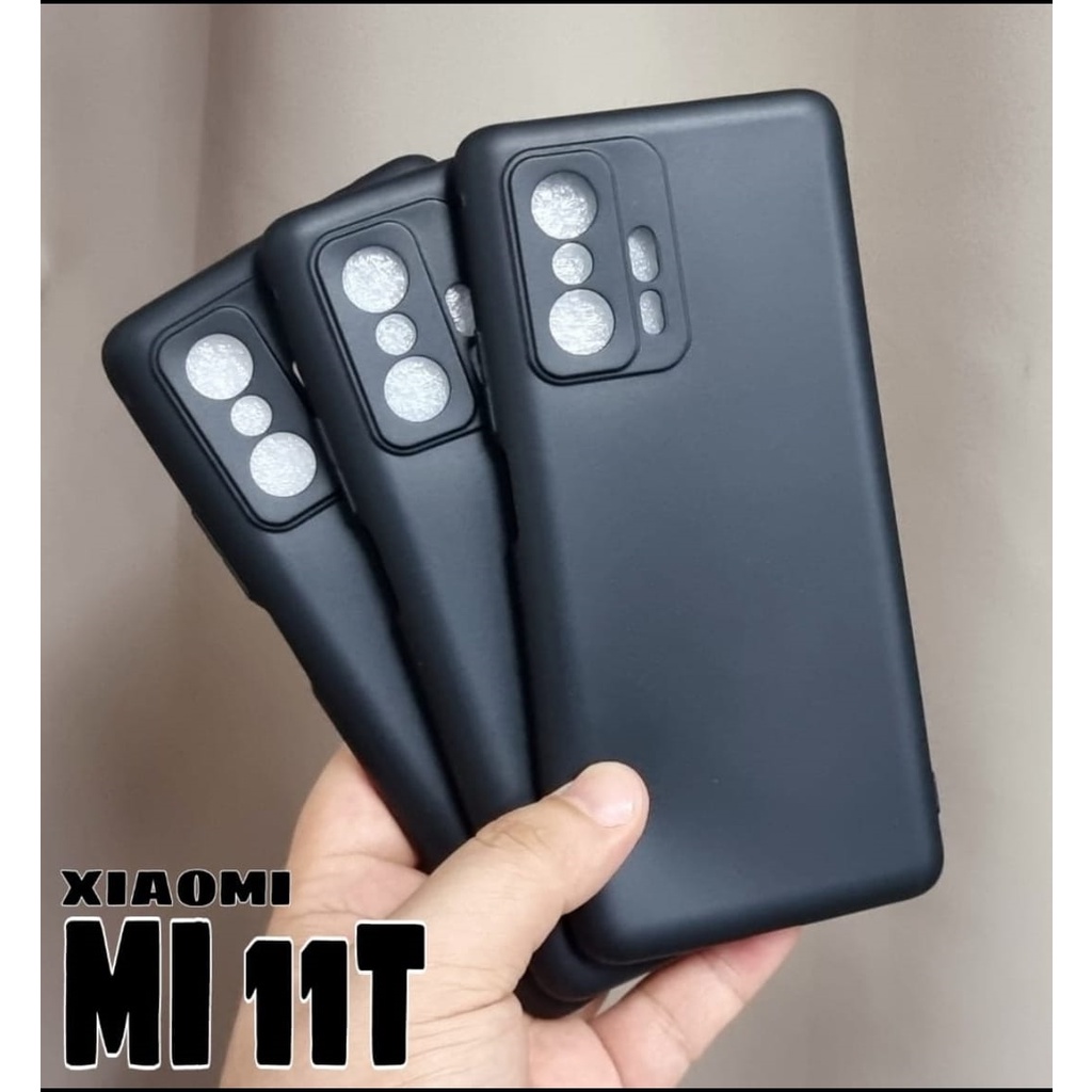 Case Xiaomi 11T / 11T Pro Softcase Black Matte Free Tempered Glass + Tempered Camera Belakang Handphone