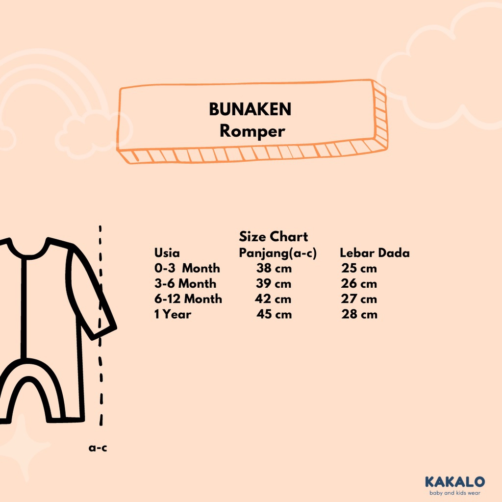 KAKALO Pakaian Bayi | Bunaken Rib Romper (0-1 Tahun)-1