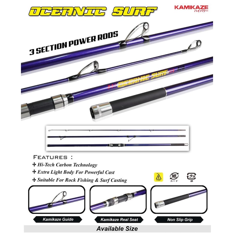 Joran Pancing KAMIKAZE Oceanic Surf Joran Surf Casting Sambung 3 Murah