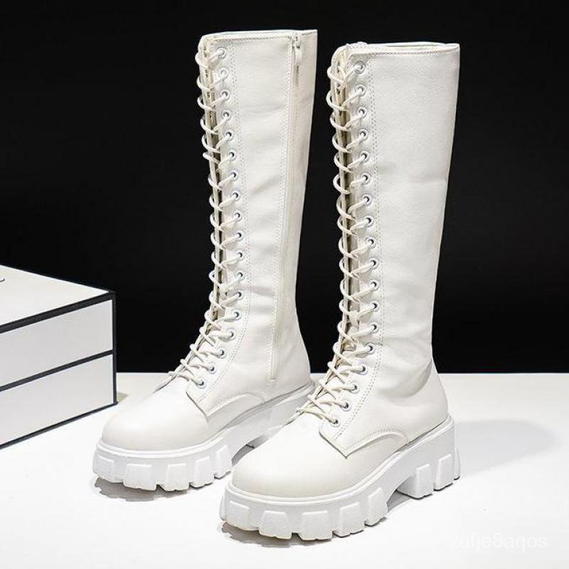 white platform high boots