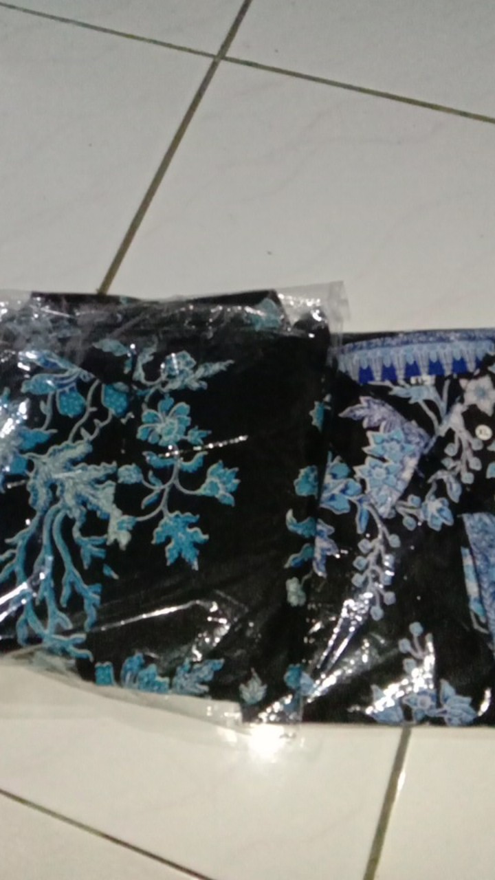 Batik Couple Keluarga - Couple Batik Ori Ndoro Jowi Garansi Termurah Shopee Motif Cibulan Biru