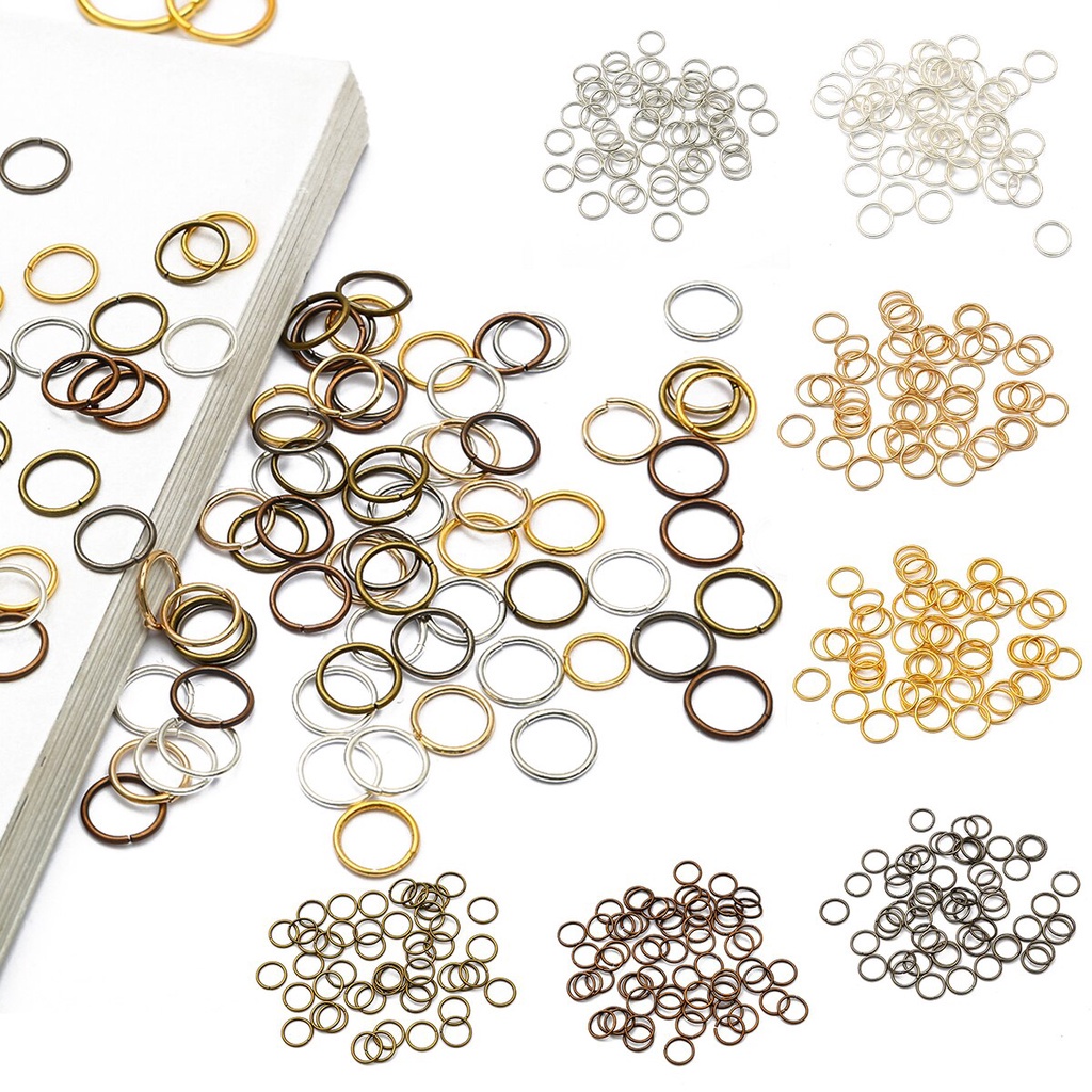 200-500 Pcs 3 / 4 / 5 / 6 / 7 / 8mm Open Jump Rings Warna Silver / Gold / Kuningan Untuk Membuat Perhiasan Anting