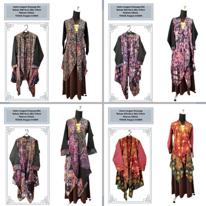 Outer Jumputan Batik Palembang Panjang Baju Atasan Wanita Kondangan Mewah Elegan Kekinian