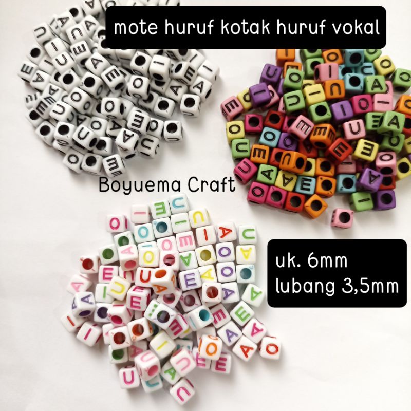 (88 gram) Mote huruf kotak huruf vokal (AIUEO)