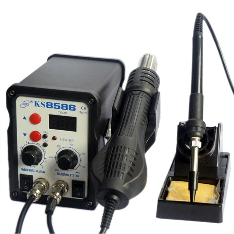 Heat Gun Dan Solder Station 220V 750W LCD 3 Nozzle Desoldering Set