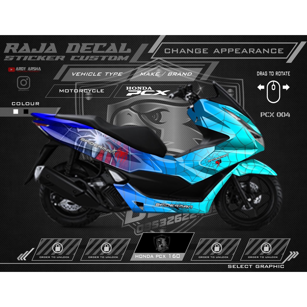 Decal Sticker Honda PCX 160 Fullbody Stiker PCX 160 Disain Spiderman