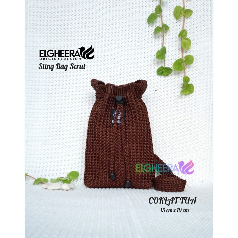 Tas Rajut Serut Mini Polos /Sling bag mini / Tas Hp/ Bahan Taslan