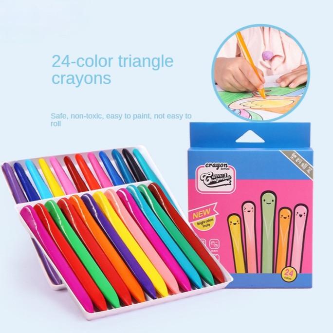 

Triangular Crayon Non Toxic Isi 24Pcs - Crayon Waterproof