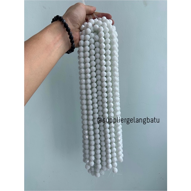 kristal bola dunia cutting 12mm PUTIH SUSU ceko bulat craft white onyx