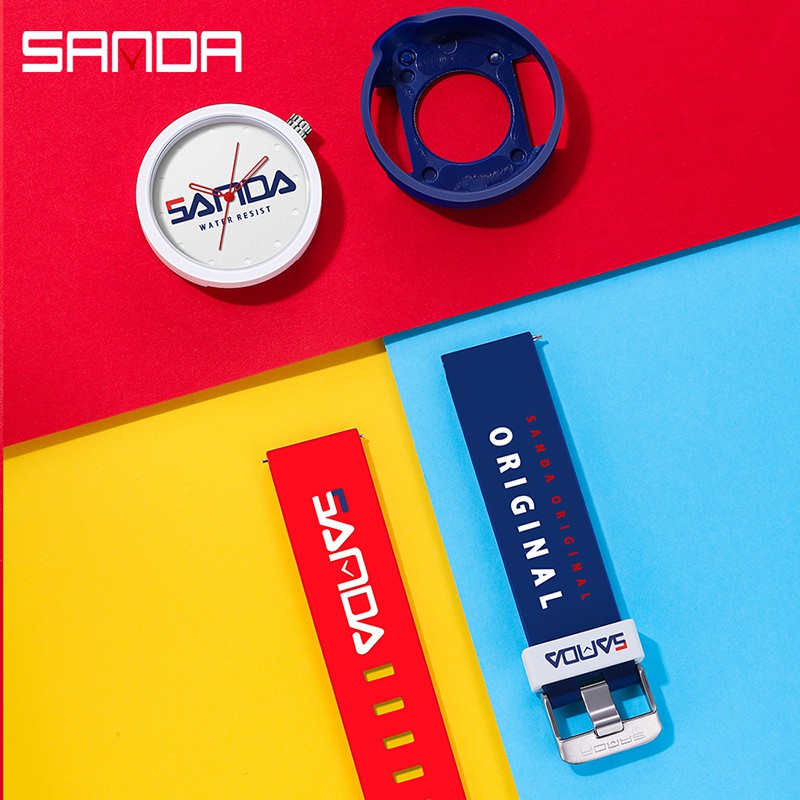 SANDA 3200 Jam Tangan Pria Wanita Analog Tali Silicone Anti Air WATCHKITE WKOS