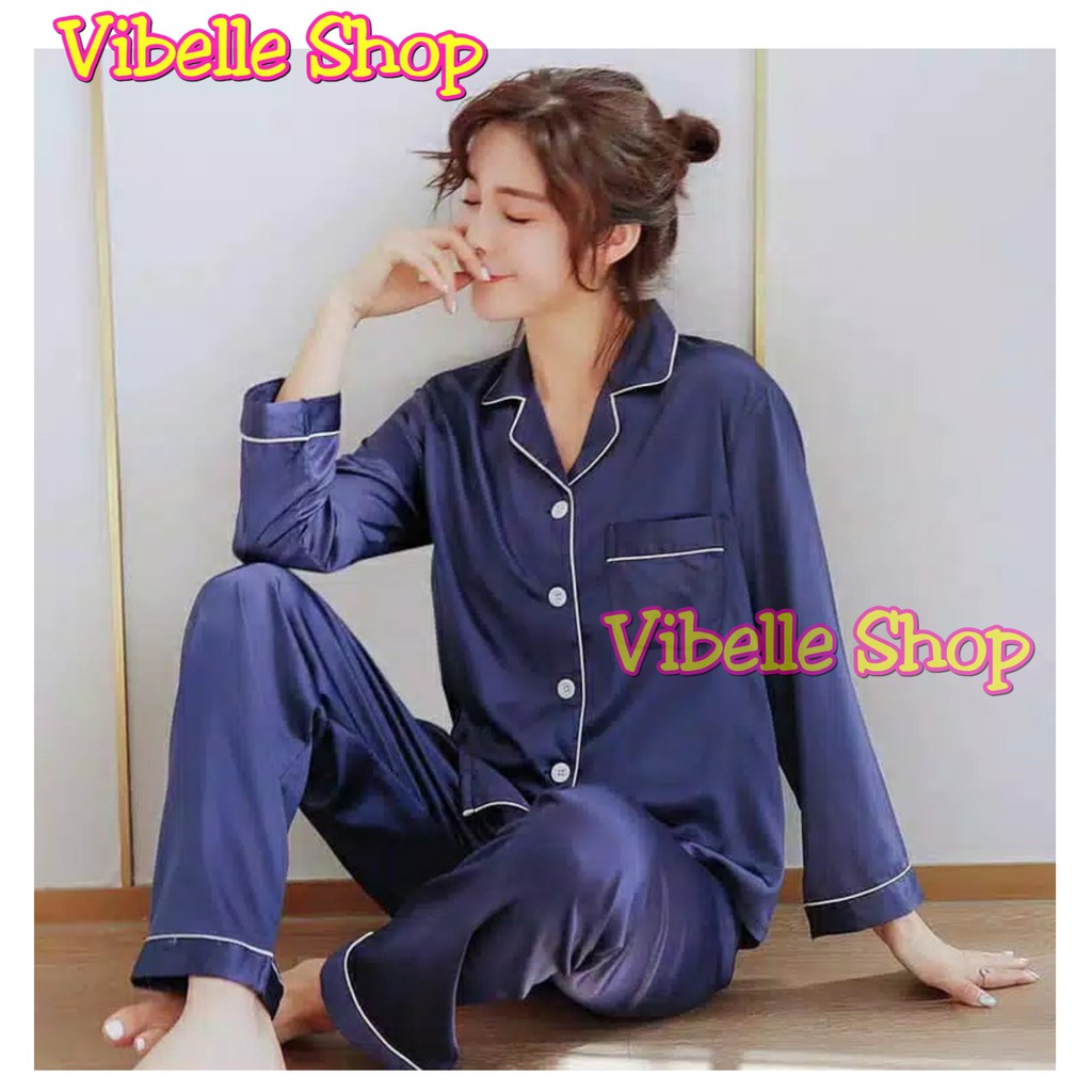 SATINPP - Vibelle Baju Tidur Piyama Satin Silky Velvet Premium Wanita-1