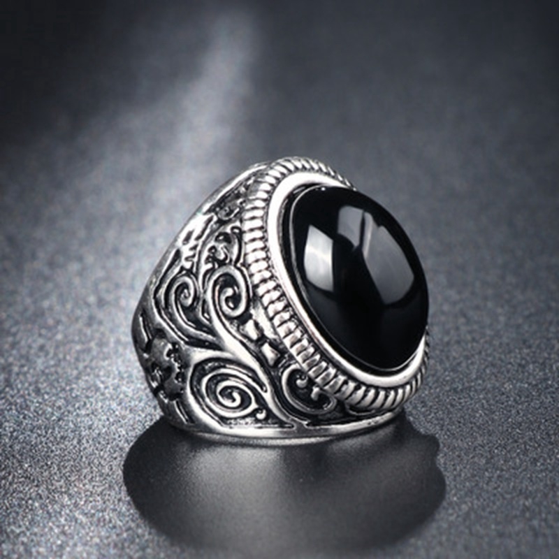 Cincin Sterling Silver 925 Dengan Batu Moonstone Hitam Natural Untuk Wanita Suvenir Pernikahan
